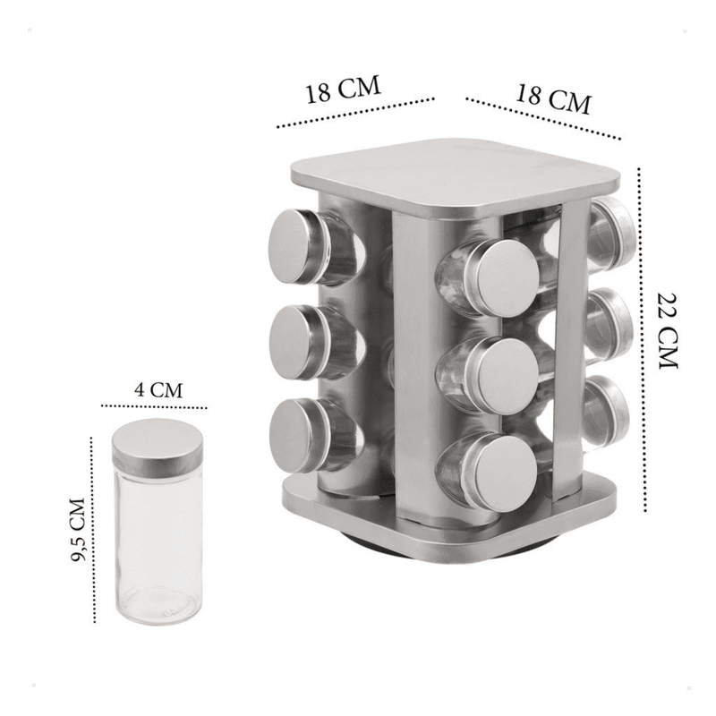 Porta Temperos e Condimentos Giratório 12 Peças